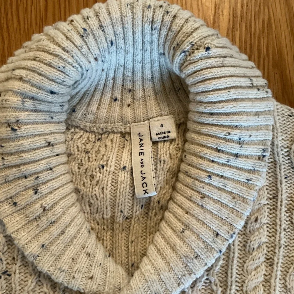 Janie and Jack Boys Size 4 Ivory Donegal Cable Knit Shawl Collar Cardigan